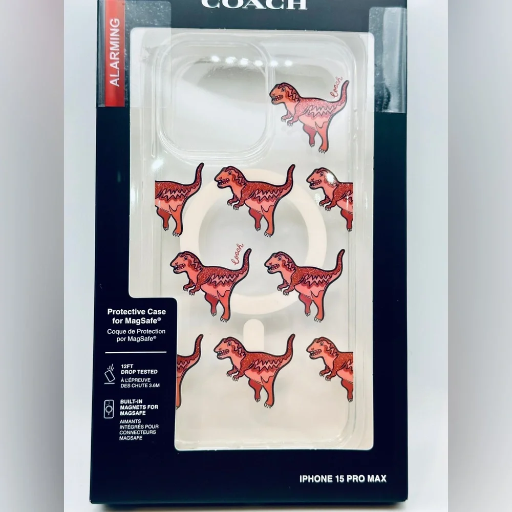 Coach Dinosaur Print Case IPhone 15 Pro Max- protective mag safe case